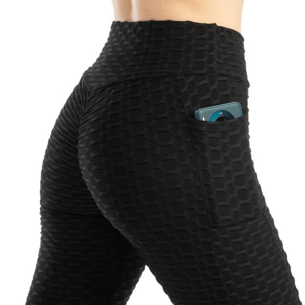 Women’s Leggings J & W Slim, high waist,Honeycomb With Pockets Black Size XS